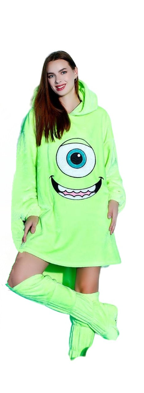 shalaby or mared (Monsters, Inc.) Hoodie Blankets with Matching Socks