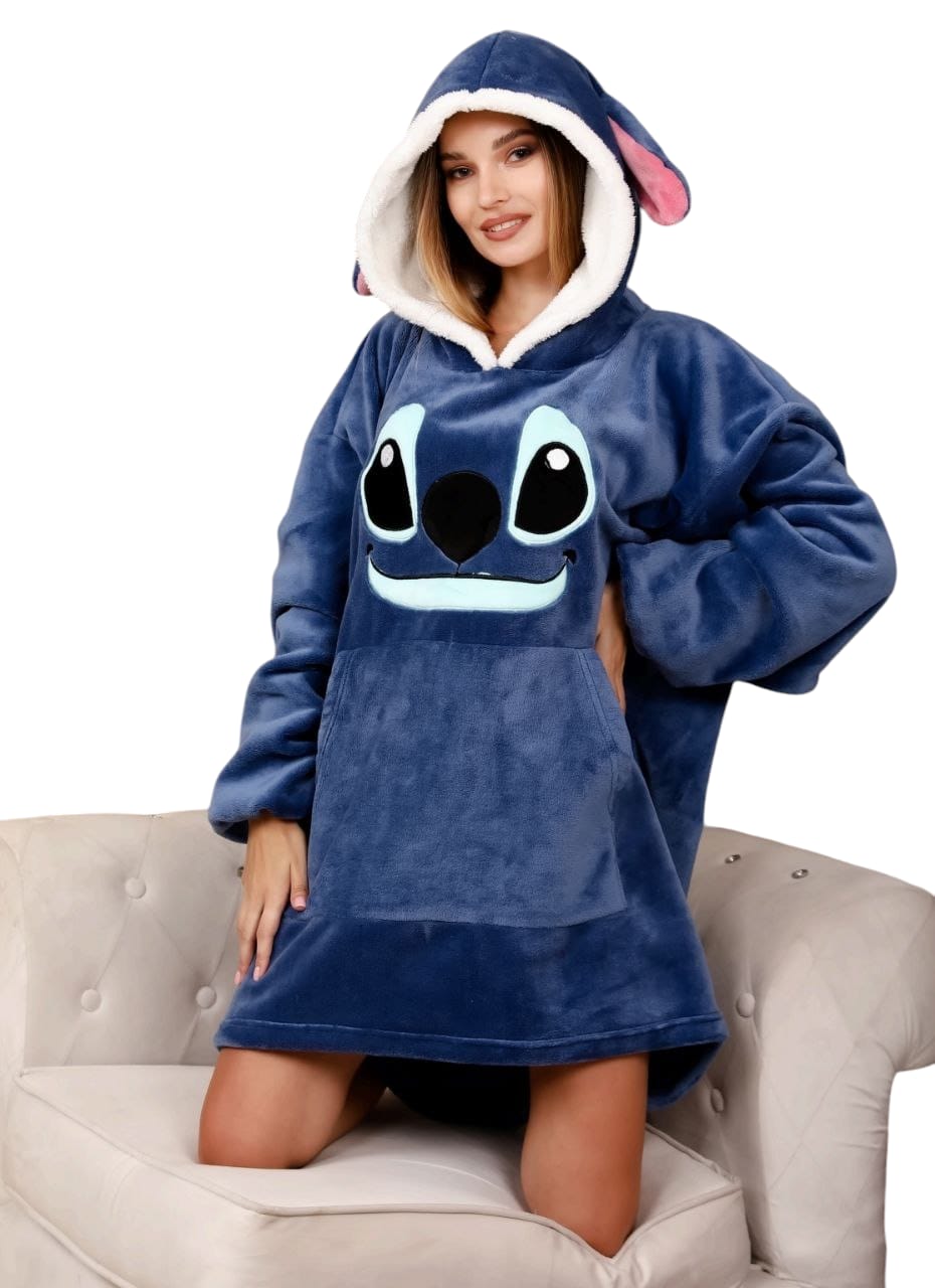 Dark Blue Stitch Hoodie Blanket