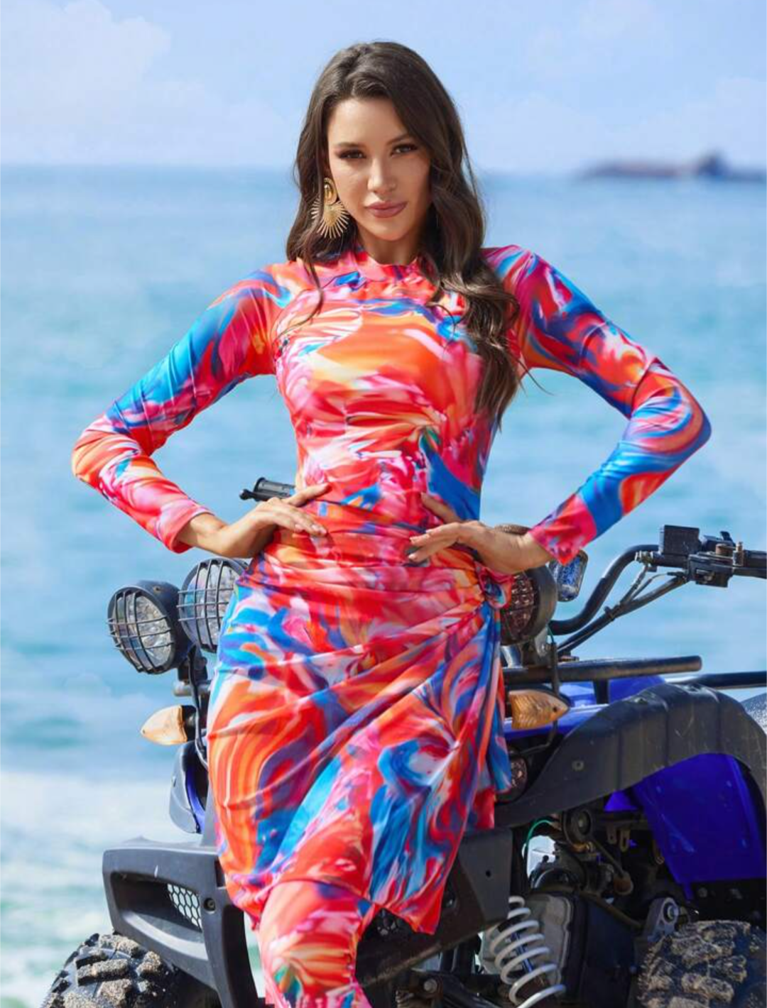 Red/ Blue marble Burkini