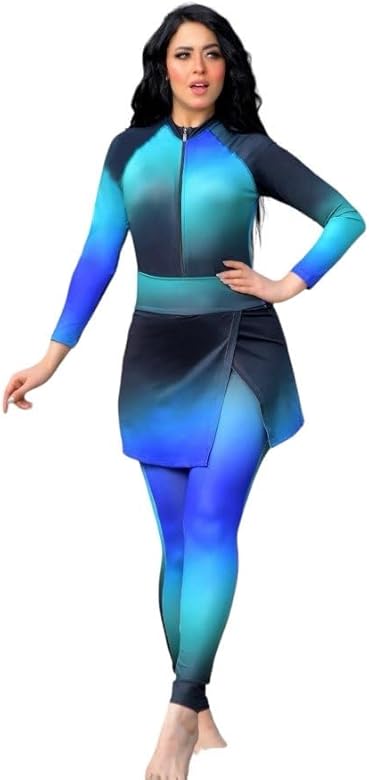Multicolor blue/black burkini