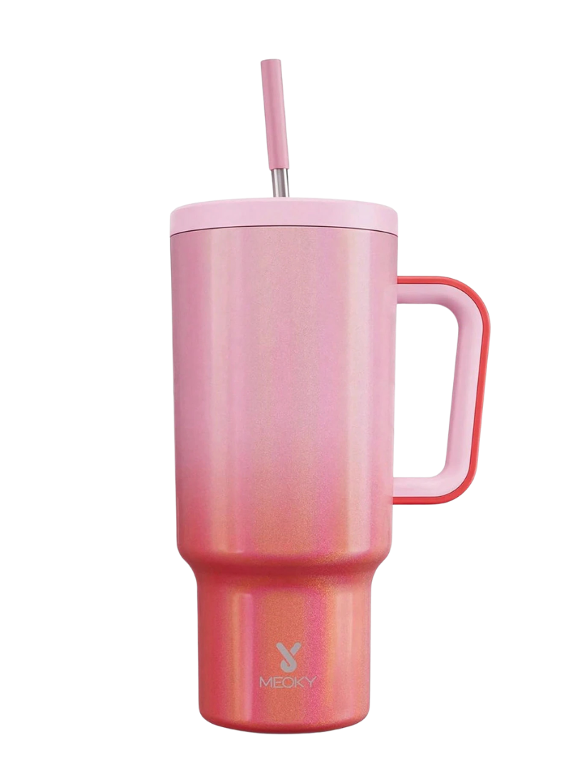Meoky Tumbler With Straw Gradient Collection-red pink (Original) 30 oz
