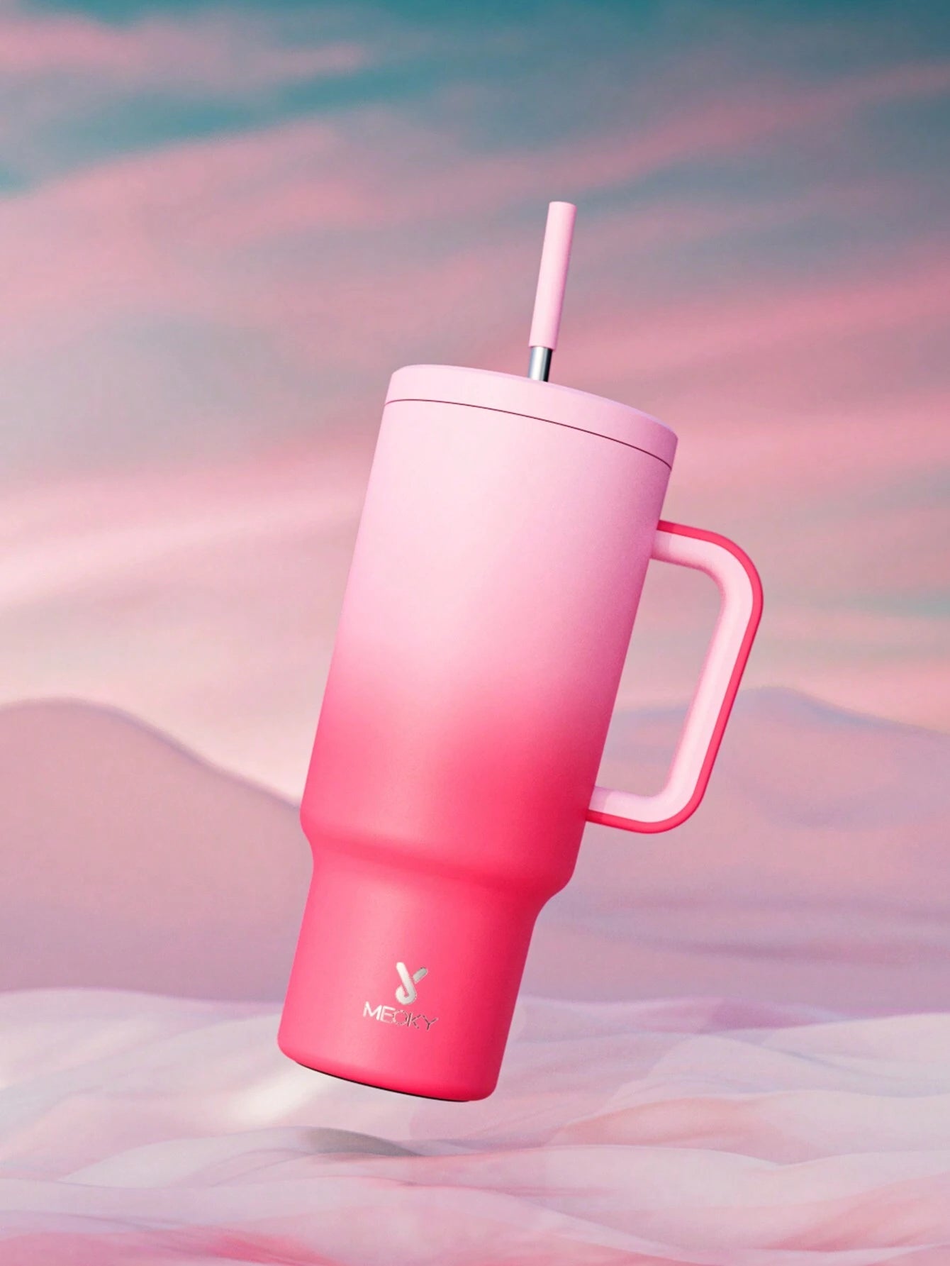 Meoky Tumbler With Straw Gradient Collection-red pink (Original) 30 oz