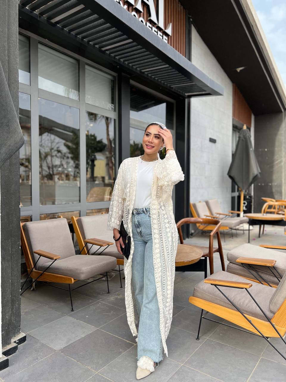 Off-white knitted cardigan