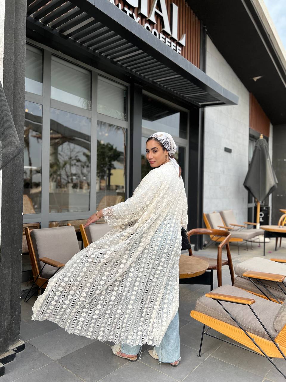 Off-white knitted cardigan