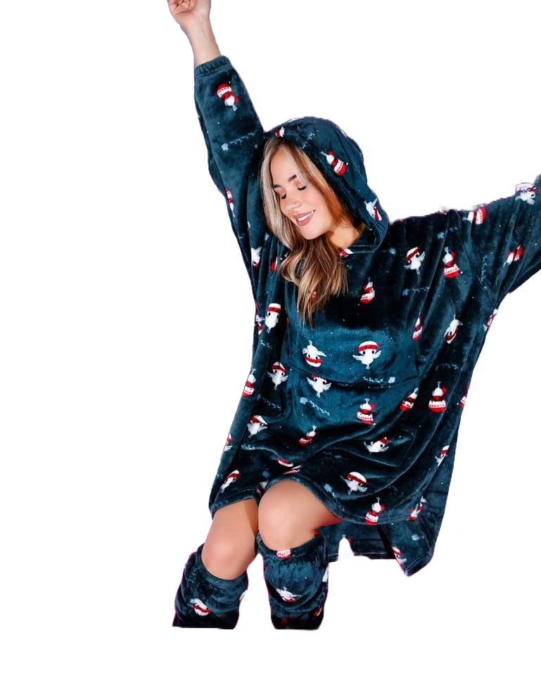 Christmas Hoodie Blanket with Matching Socks