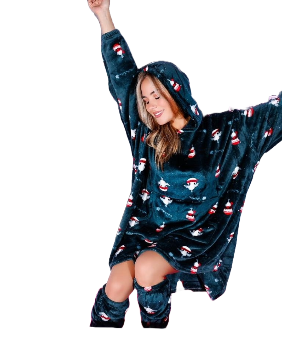 Christmas Hoodie Blanket with Matching Socks