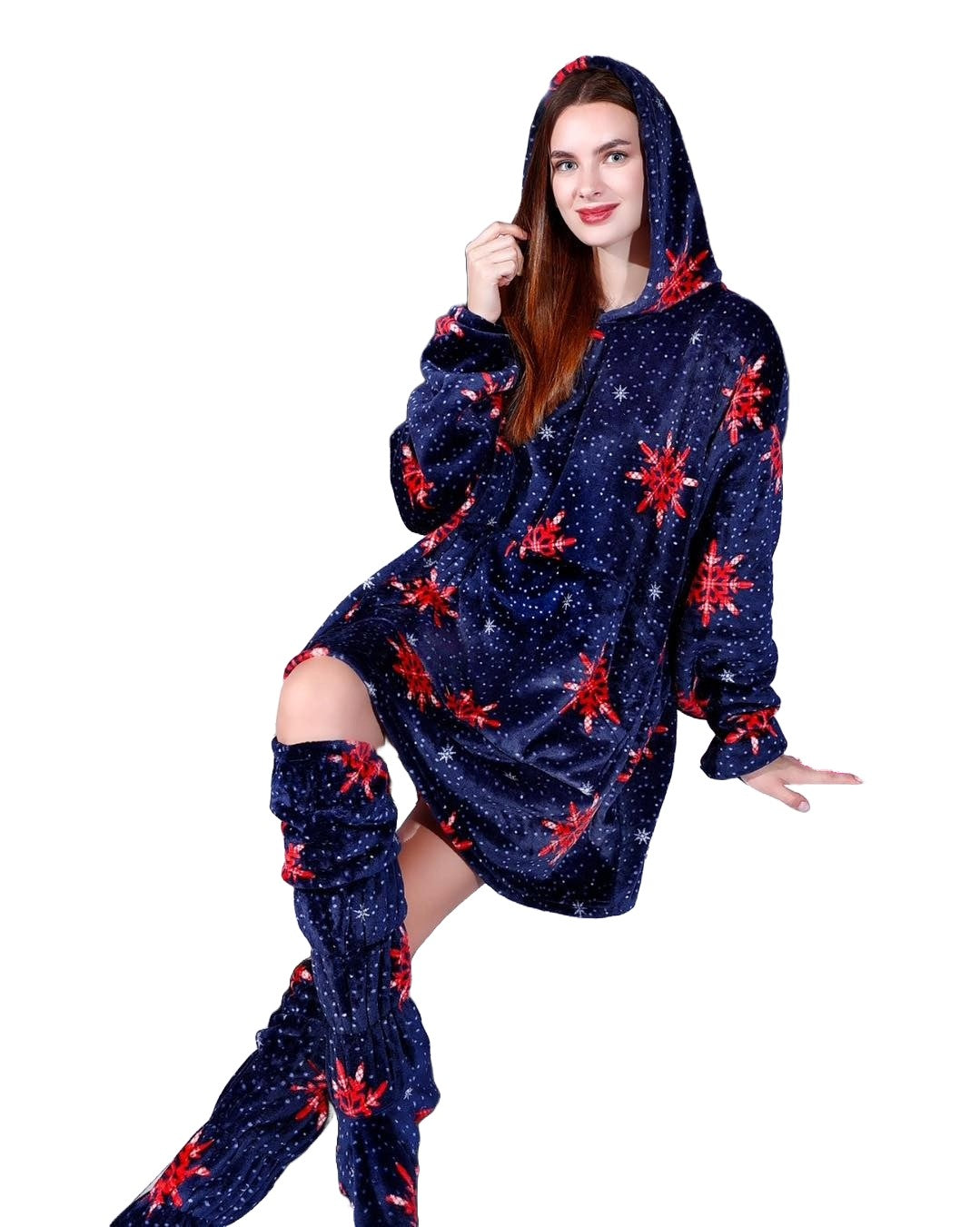 Christmas Hoodie Blanket with Matching Socks