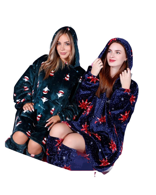 Christmas Hoodie Blanket with Matching Socks