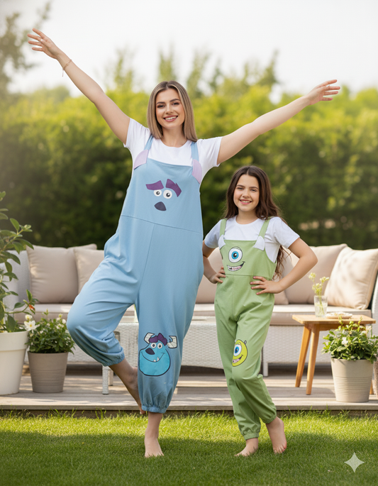 Monsters Inc.–Inspired Summer Jumpsuits – Sulley & Mike Wazowski Editions (Adults & Kids)