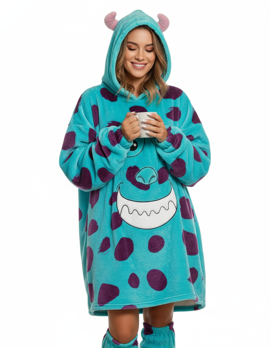 shalaby or mared (Monsters, Inc.) Hoodie Blankets with Matching Socks