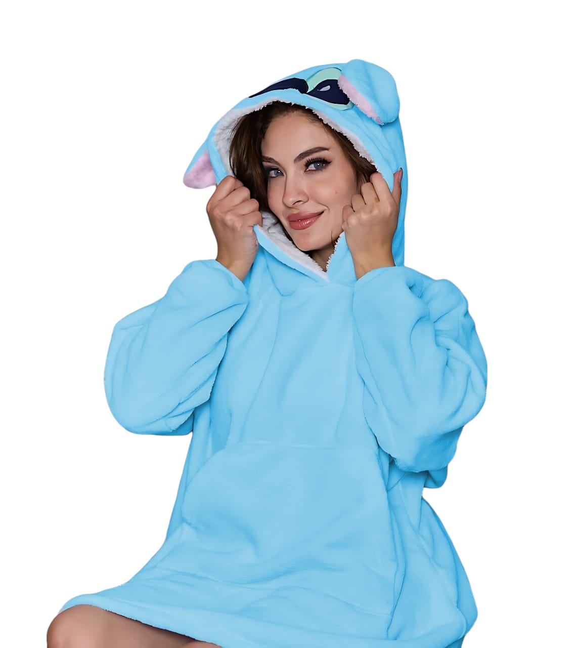 Stitch (Baby Blue) Hoodie Blanket with Matching Socks