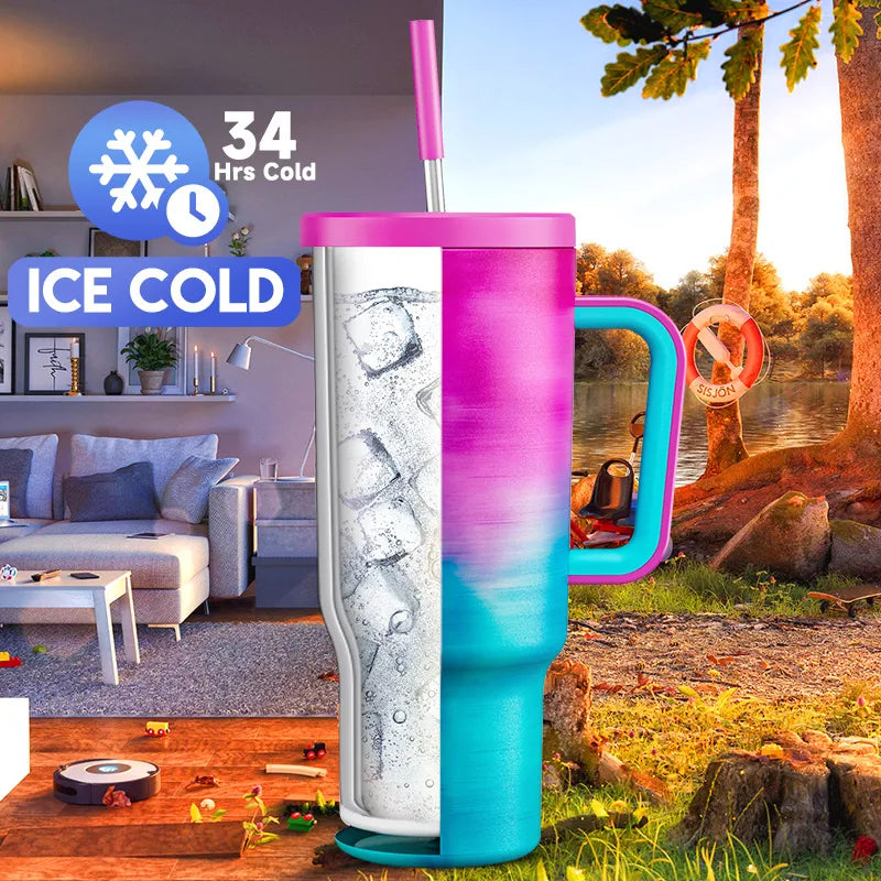 Meoky Tumbler With Straw Gradient Collection Ethereal Cloud pink (Original) 40 oz