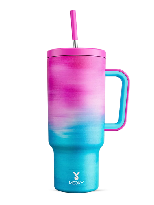 Meoky Tumbler With Straw Gradient Collection Ethereal Cloud pink (Original) 40 oz