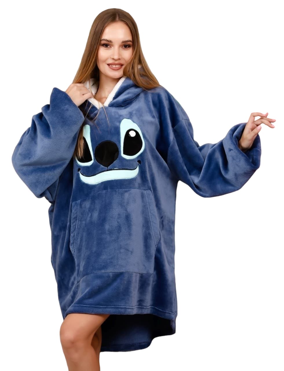 Dark Blue Stitch Hoodie Blanket