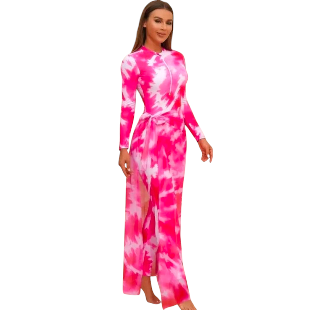 Pink & white burkini