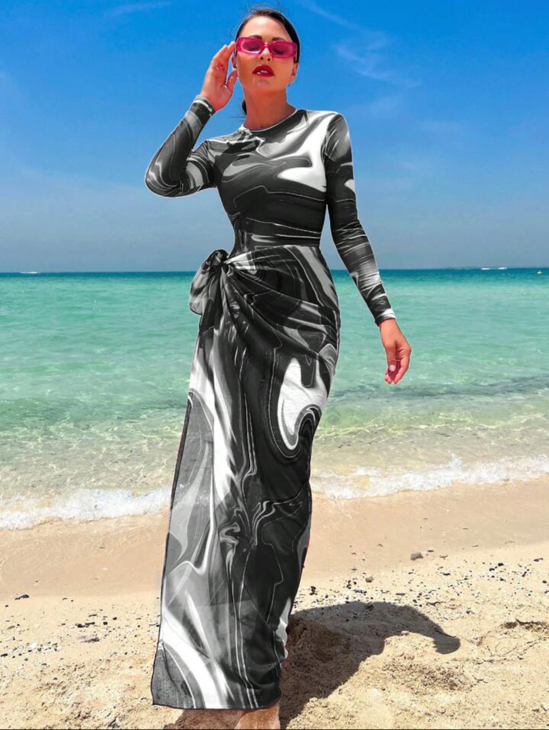 Black multicolor burkini