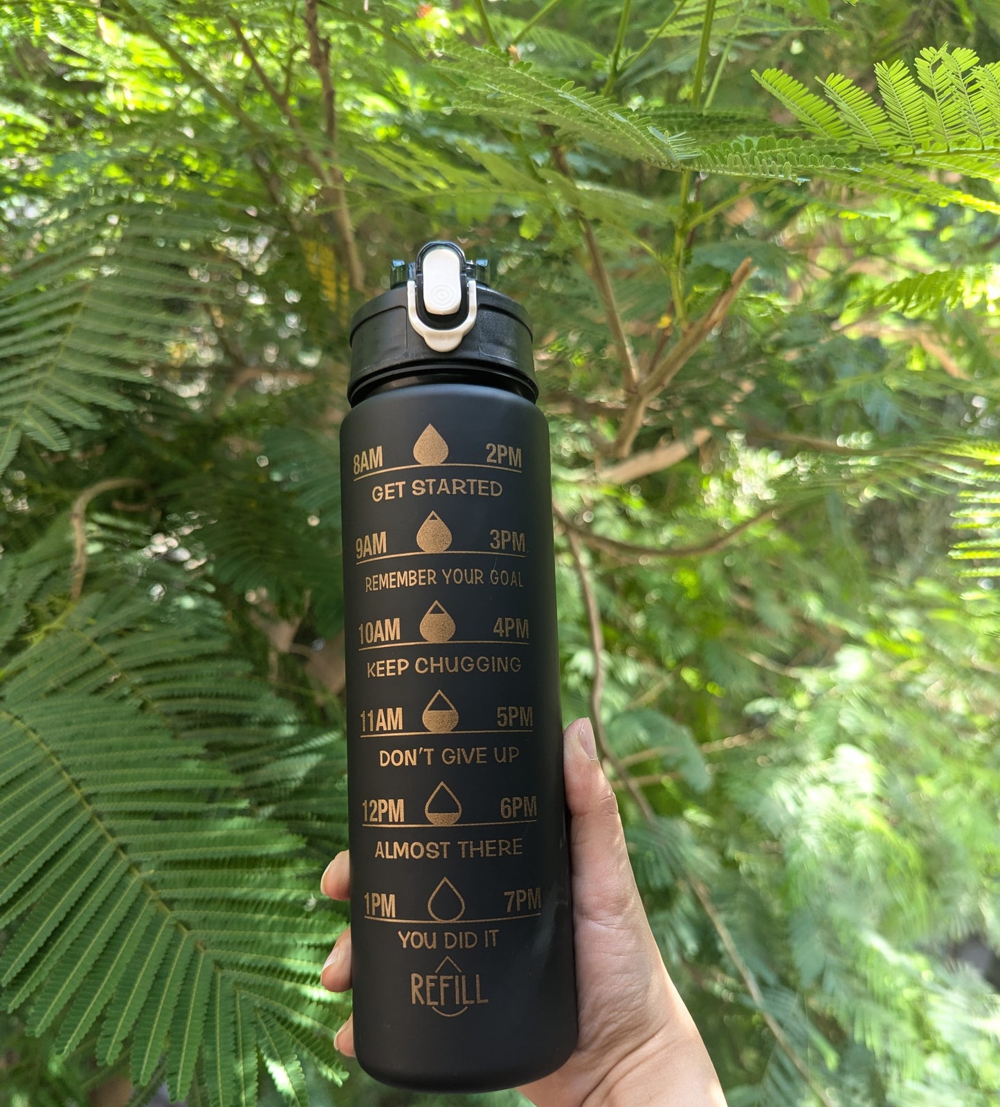 900ml black motivational bottle