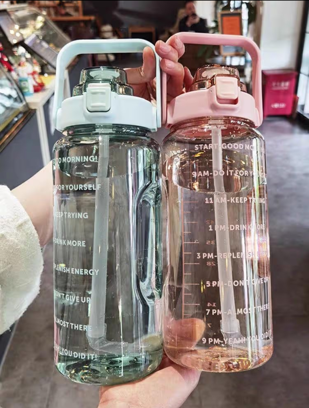 Pink transparent 2 litre bottle