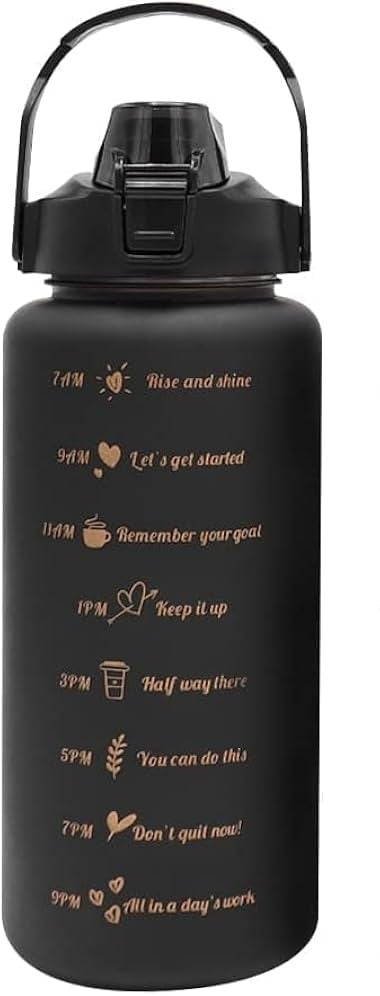 2 litre black motivational bottle