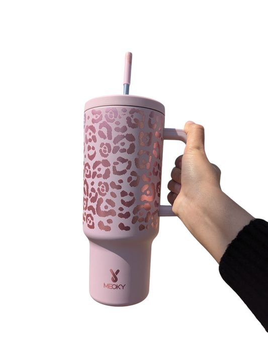 Meoky Pink Leopard Tumbler With Straw Gradient Collection (Original)