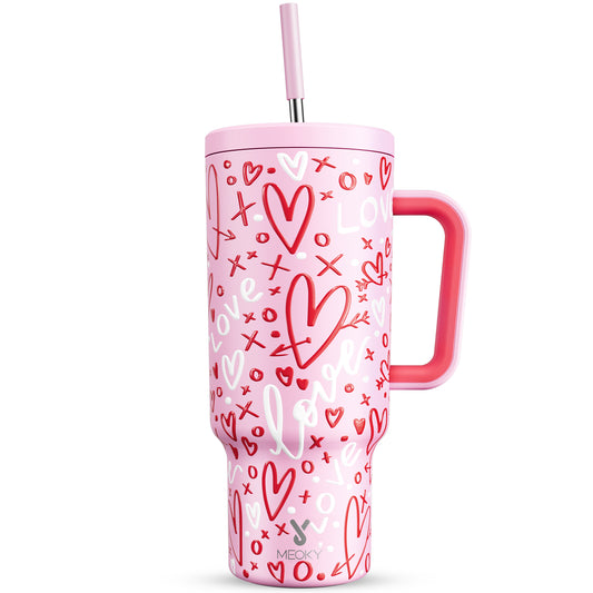 Meoky Pink Valentine Tumbler With Straw Valentine Collection (Original)