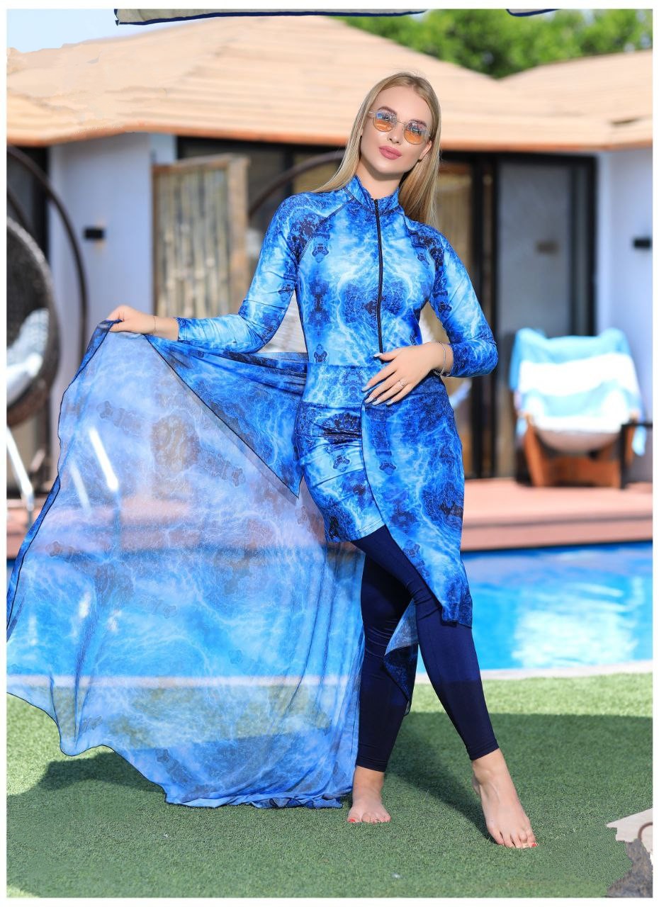 Marble blue burkini