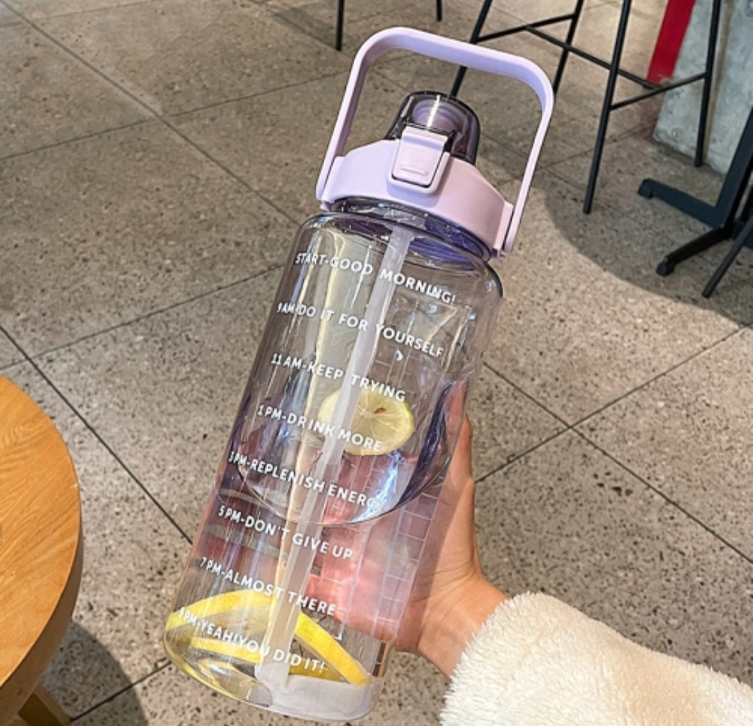 Pink transparent 2 litre bottle