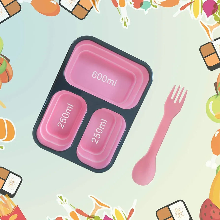 Silicone lunchbox 3 sections