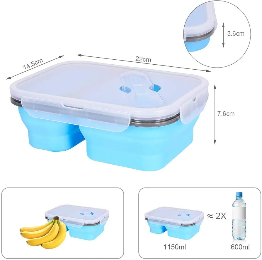2 section silicone lunchbox