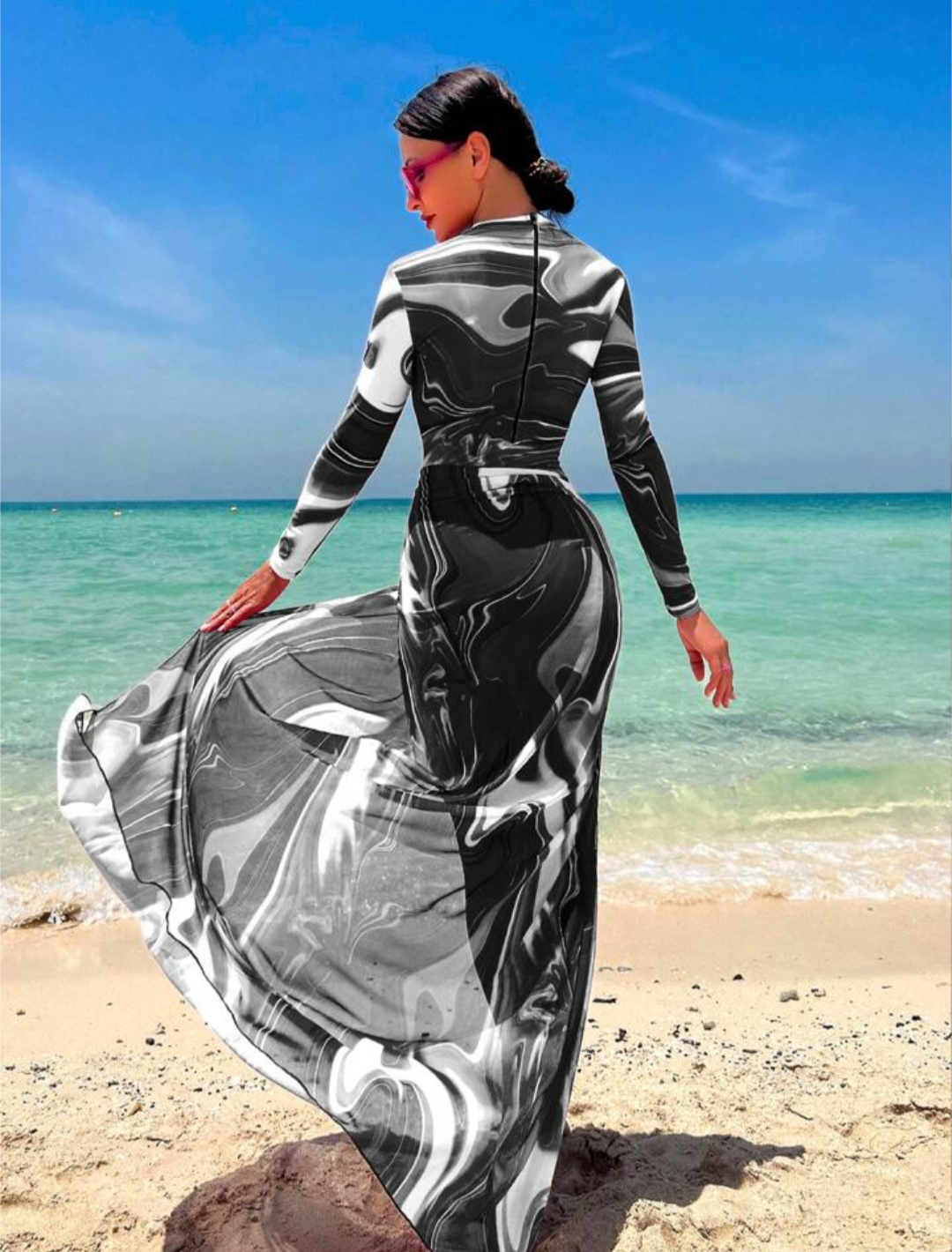 Black multicolor burkini