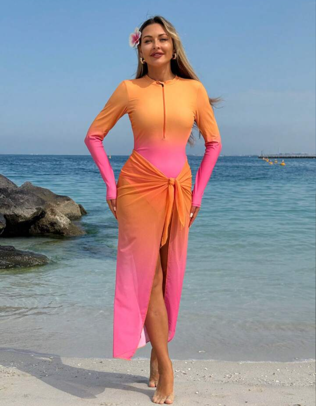 Orange pink Burkini