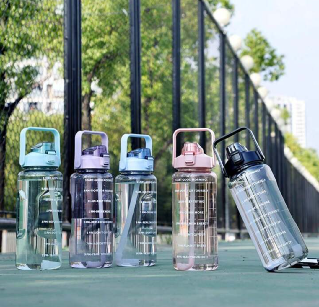 Pink transparent 2 litre bottle