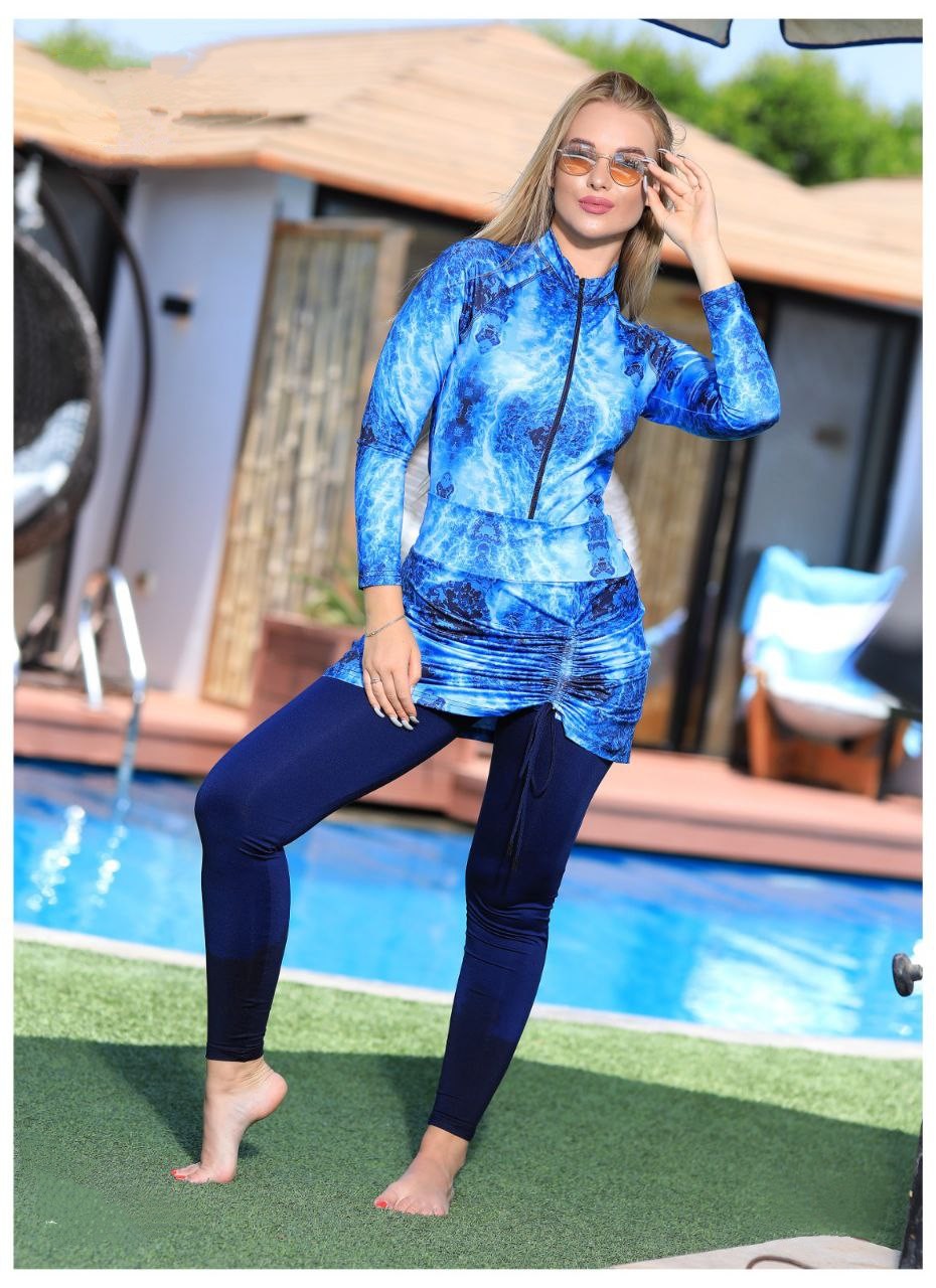 Marble blue burkini